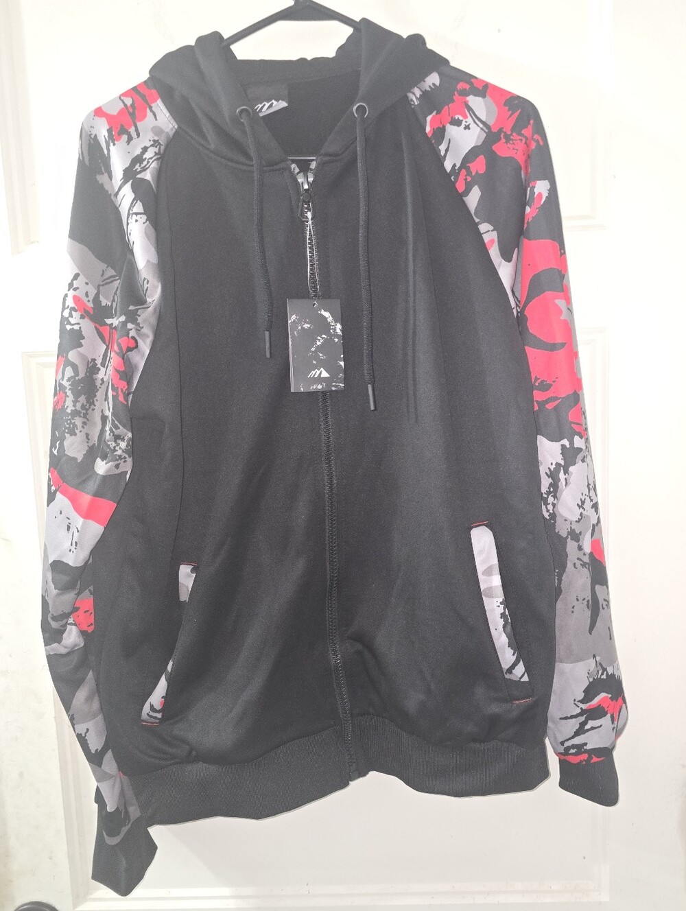 Black And Red Hoodie with Camo Accents